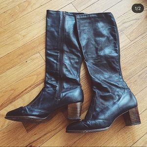 Vintage 70’s Leather Boots Block Heel